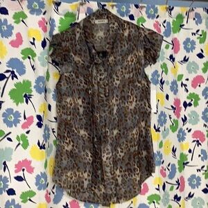 Leopard Print Button-Up Blouse